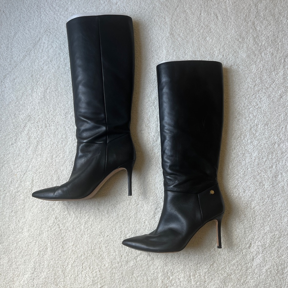 Louise et Cie Black Leather Boots with Stiletto Heel